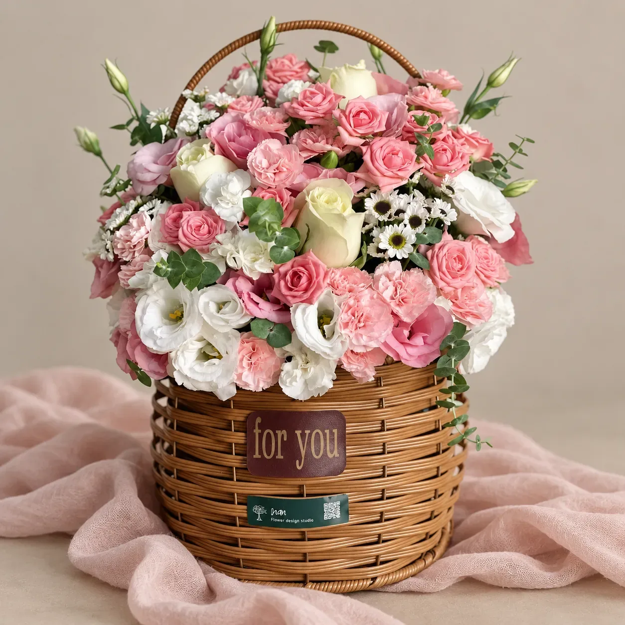 سبد گل یک طرفه میخک